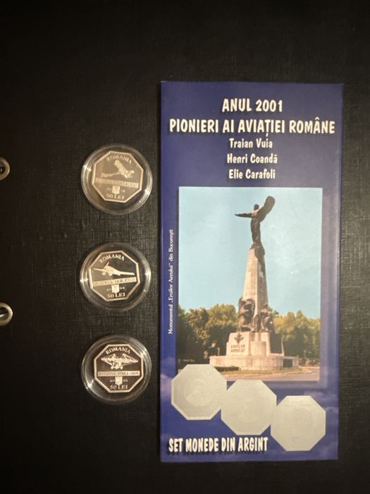 SET MONEDE BNR  Pionieri ai Aviatiei Romane 50 lei 2001