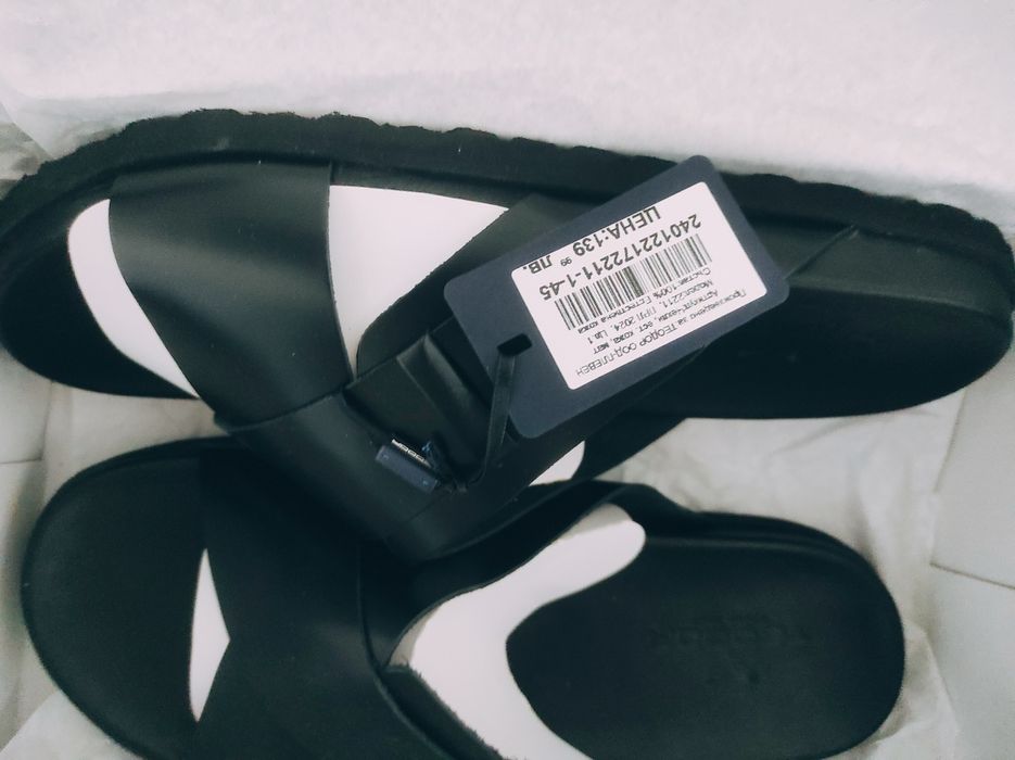 Нови мъжки черни чехли Teodor от естествена кожа