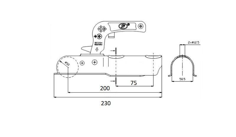 лапа за ремарке / ключалка за теглич за топка,ябълка, ф50 мм ...