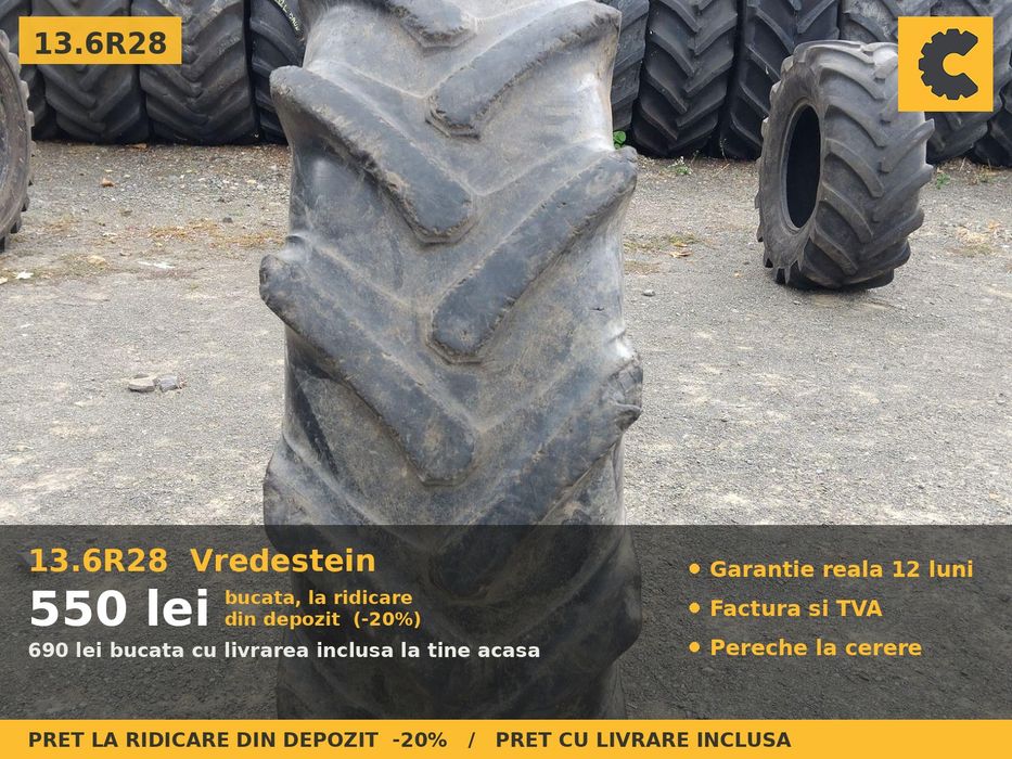 Anvelope Cauciucuri 13.6R28 13.6 R28 13.6-28 340/85R28 13628 Vredestein Tractor Punte Spate Utilaje Agricole SH Second Hand GARANTIE Garantie 1 An