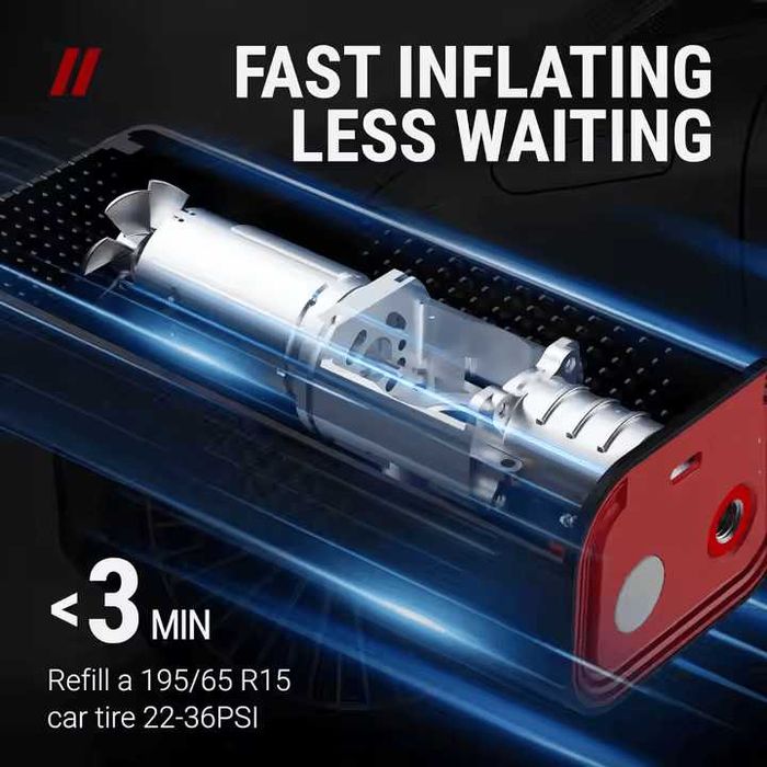 Compresor auto portabil, digital, multifunctional, 150 PSI/10.8 Bari