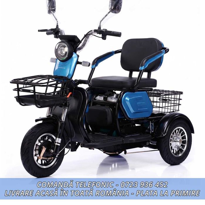 Tricicleta electrica 3 scaune reglabile, adulti si varstnici FARA PERMIS - PROMOTIE% Livrare GRATUITA acasa in toata Romania! - 60v20ah FULL ECHIPATA!
