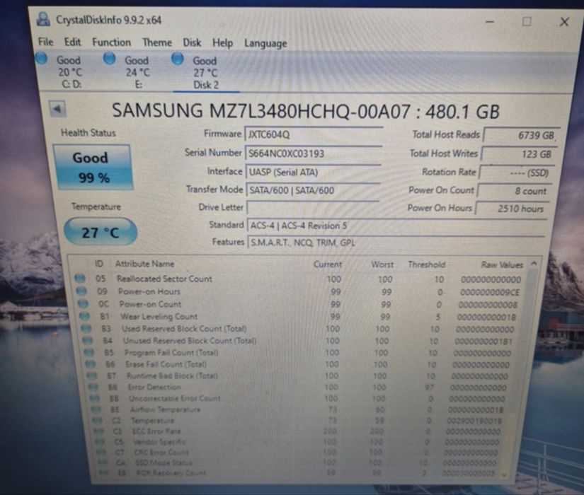 Ssd Samsung Enterprise PM893 480Gb