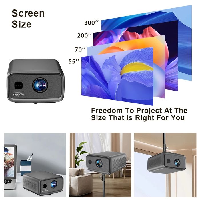 Проектор Everycom CubeLite Ultra Full HD, Андроид 15.0,