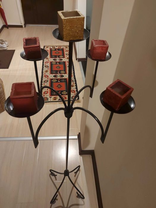 Suport 5 lumanari din fier forjat  1200mm