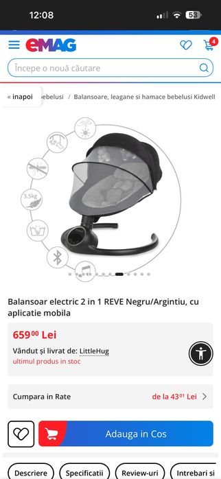 Leagăn electric impecabil doar probat