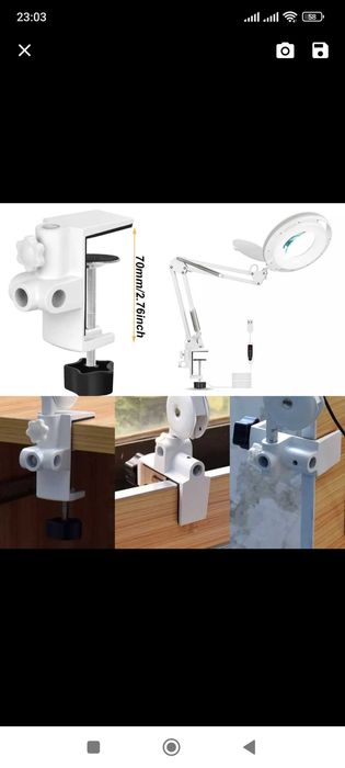 Лед лампа с лупа за бюро. Козметична лампа с лупа.