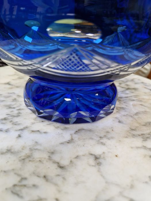 Рядка страхотна английска съветска кристална фруктиера купа