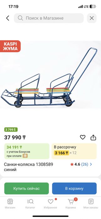 Санки-коляска.  Шана. Двух местый