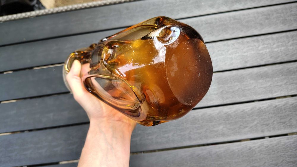 Vaza vintage sticla masiva dark amber