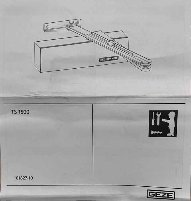Amortizor cu brat argintiu Geze TS 1500 pentru usi acces.