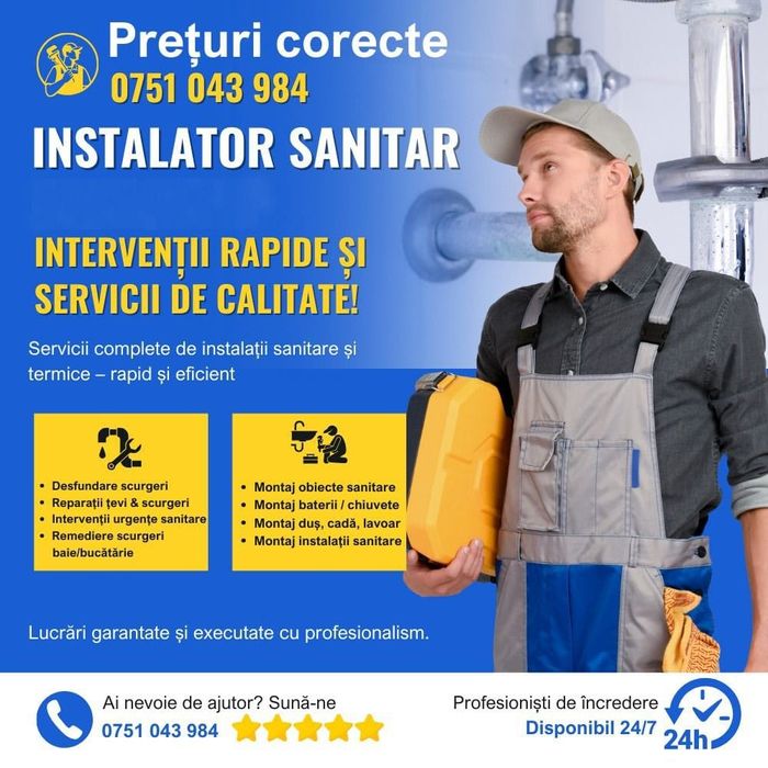 Ofer servicii de instalatii sanitare si termice (interior/exterior)