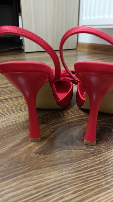 Sandale dama satin rosu