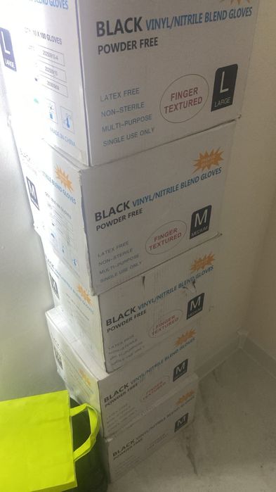 Черные перчатки(Black Vinyl/Nitrile Blend Gloves)