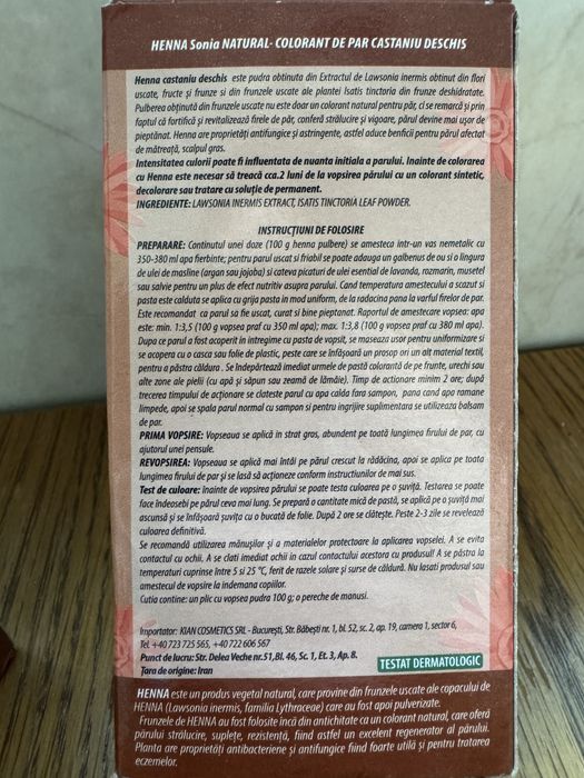 Henna pentru vopsit parul 100% naturala