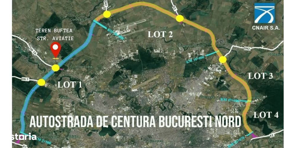Teren Intravilan Buftea langa Autostrada A0 - ideal hale industriale