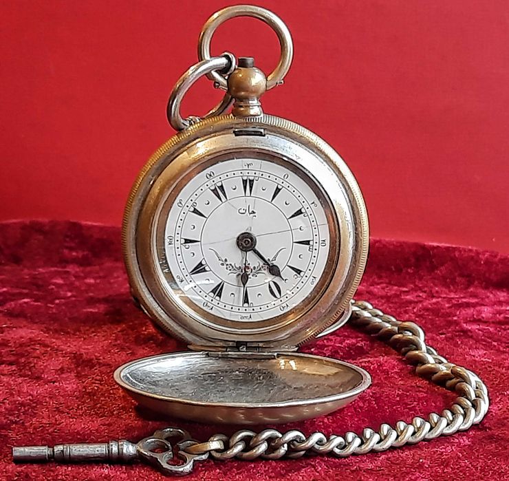Старинен Османски джобен часовник с кюстек и ключ