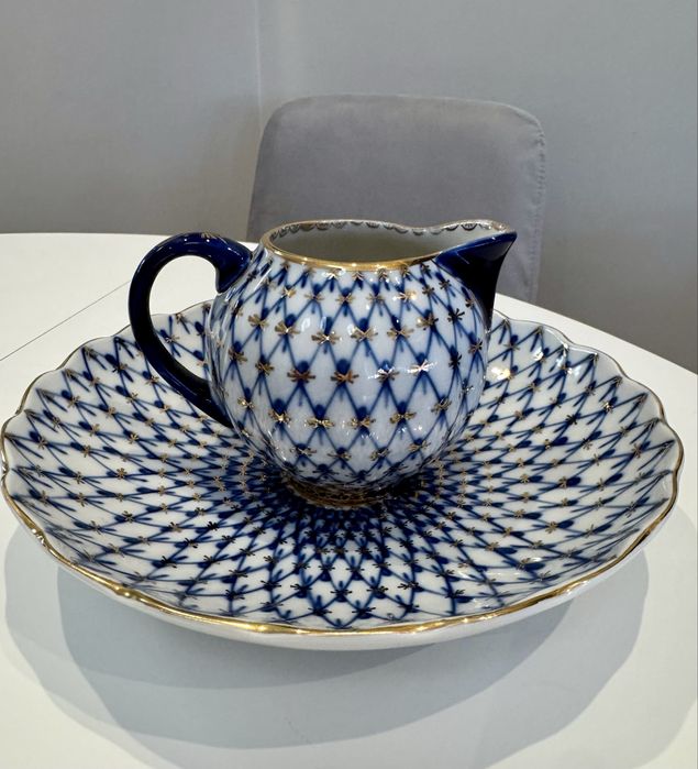 Кобалтова мрежа ЛФЗ, сервиз за чай.