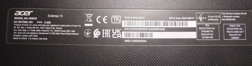 Ноутбук Aser Extensa 15 EX215-54G-36AH