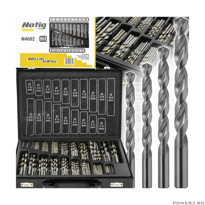 Trusa Set 170 Burghie Lemn Metal Notig