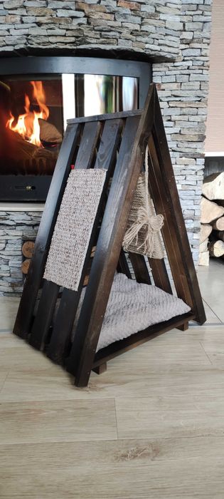 Дървено легло за куче и коте Иглу за котка Диван за кучета и котета