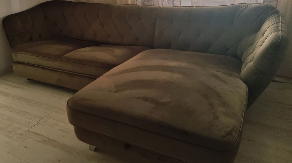 Coltar Cotta extensibil RETRO , dreapta, stofa velvet oliv