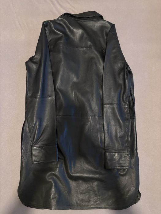 Trench negru din 100% piele naturală