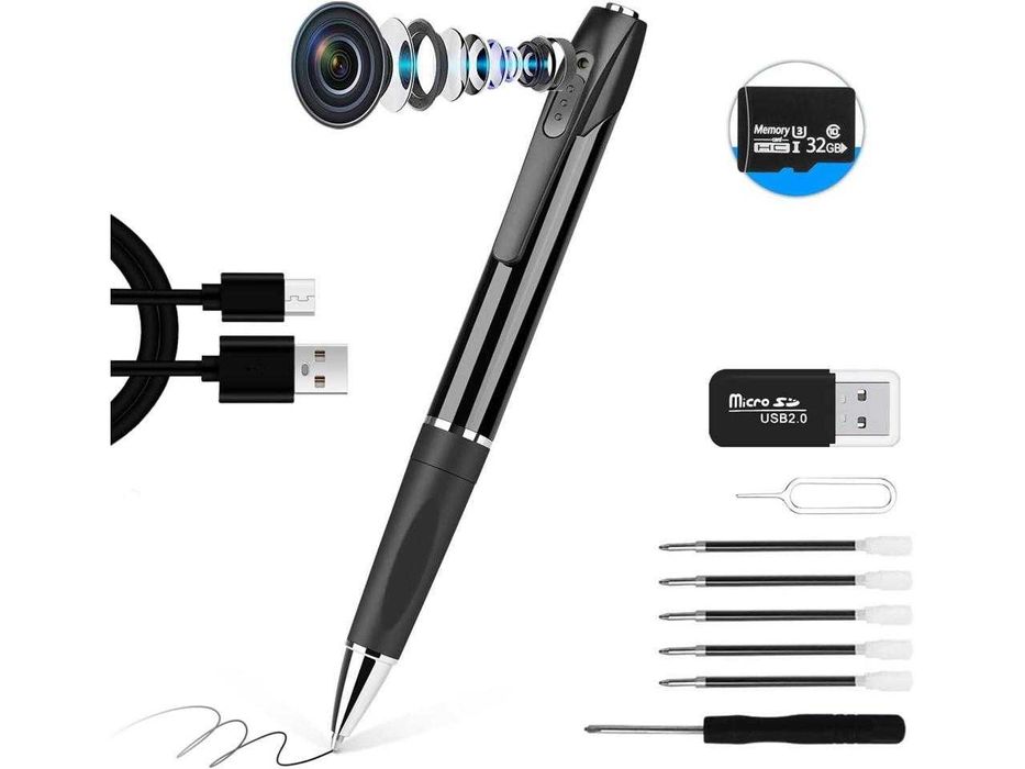 Писалка шпионска камера + 32G TF карта памет