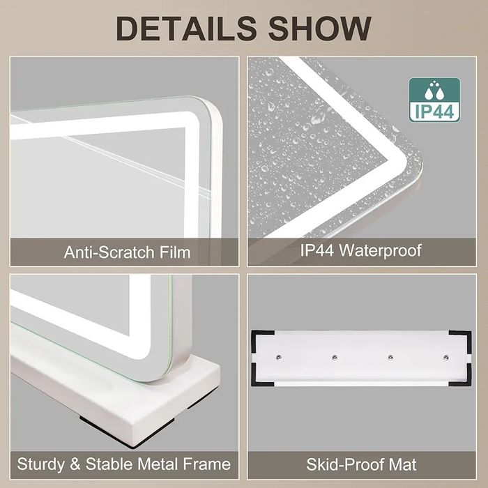 Професионално огледало за грим,с USB порт за зареждане и лупа