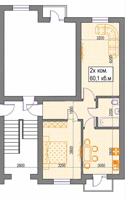 Продаётся просторная 2-комнатная квартира 60,1 м²
Светлая и уютная кв