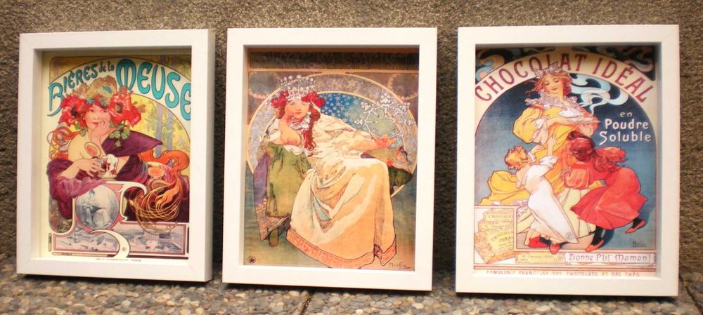 Colecţie 9 lucrări Alphonse Mucha_reproduceri pe pânză înrămată