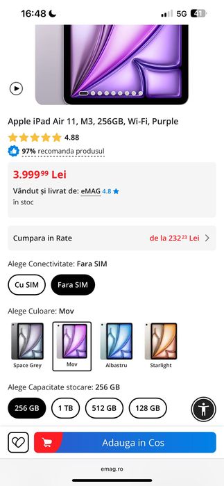 iPad Air 11 - inch (M3) 256GB PURPLE