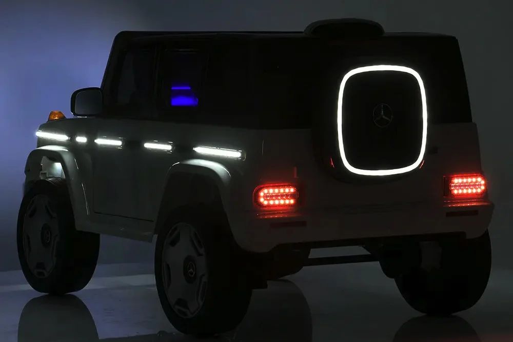 Mercedes benz eqg 12v - детски акумулаторен джип, бял, eva гуми