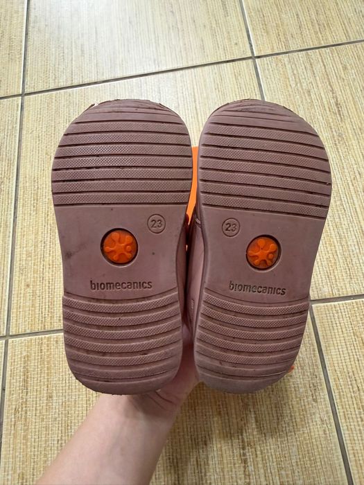 Pantofi copii fete din piele Biomecanics, model inalt, Roz