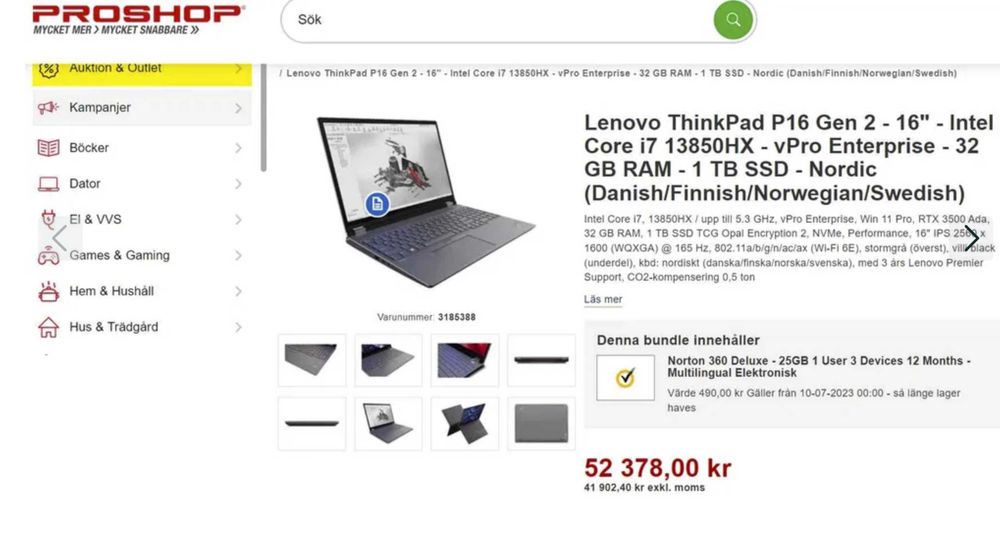 Lenovo ThinkPad P16 Gen 2  Eкан 16’IPS, 4К, OLED, тъч, 400nits, 100%RGB, cpu: i9 13950HX gpu: NVIDIA RTX 5000 16GB, Ram 128 Gb./1 Tb SSD.