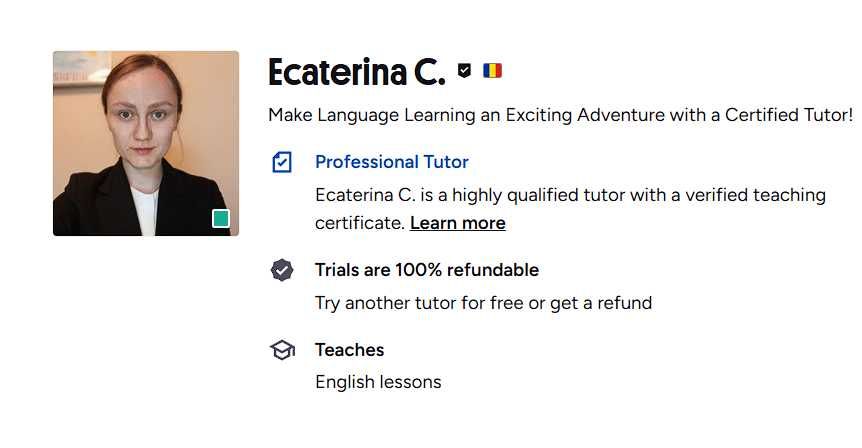 Profesor Engleza/ Rezerva ora online