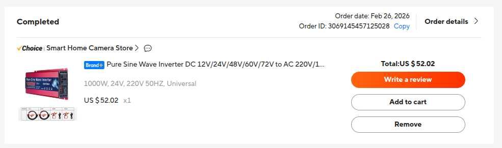 Инвертор 1000W от DC 24V към AC 220V Пълна/Чиста синусоида