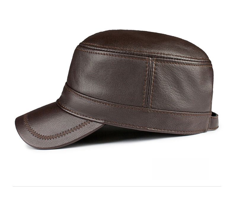 Мужская шапка кепка из натуральной кожи зимняя утепленная мужской