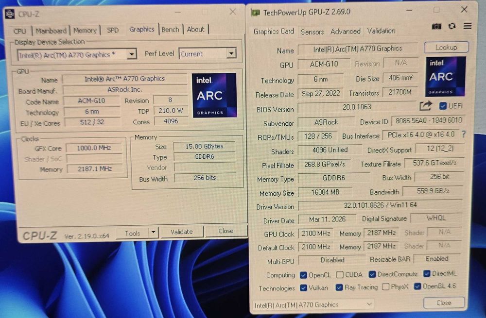 Unitate gaming: Intel 12400, Intel ARC 770 16GB, NVME Samsung , 20Gb DDR4, Corsair 2500X