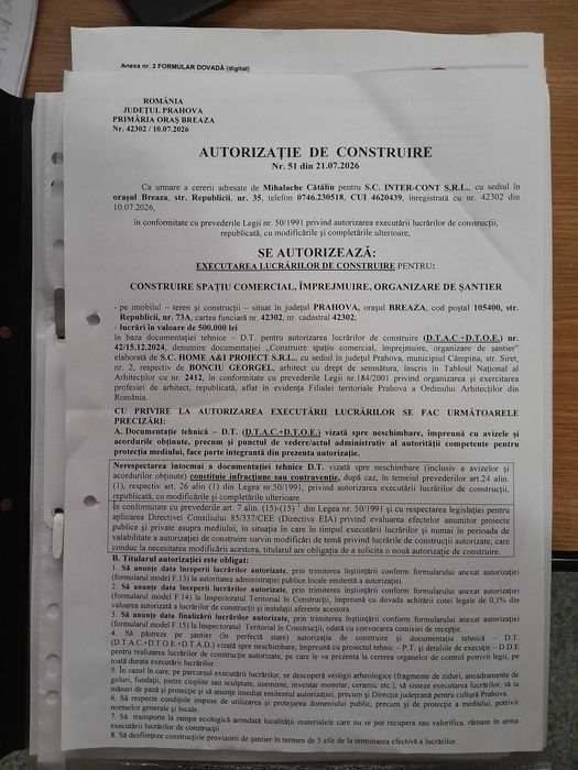 OPORTUNITATE RARĂ! Teren ultracentral cu autorizație de construire