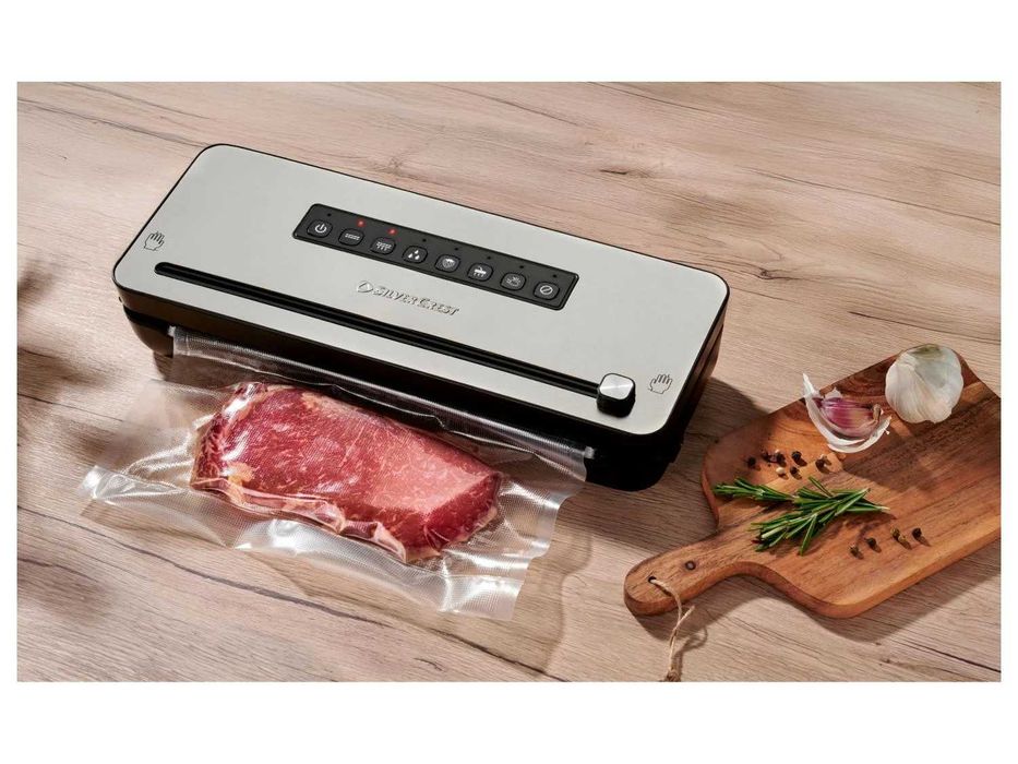 Aparat de Vidat și Sigilat Premium SILVERCREST®, Putere 160W, Finisaj Oțel Inoxidabil, Funcții Avansate "Wet & Soft", Cutter Integrat