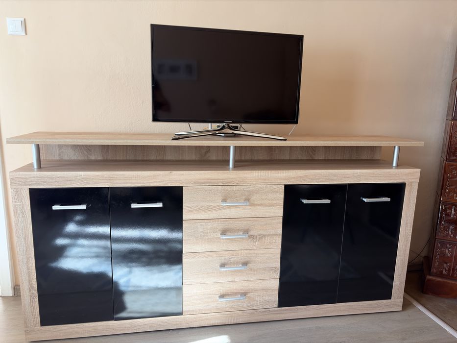 Comodă Hycoon TV, stejar Sonoma/negru