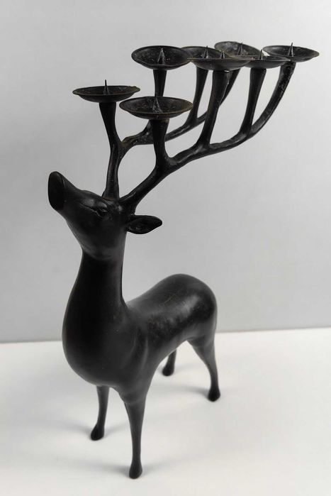 1,775 КГ Разкошен Голям СВЕЩНИК ЕЛЕН РОГА Месинг Или Бронз