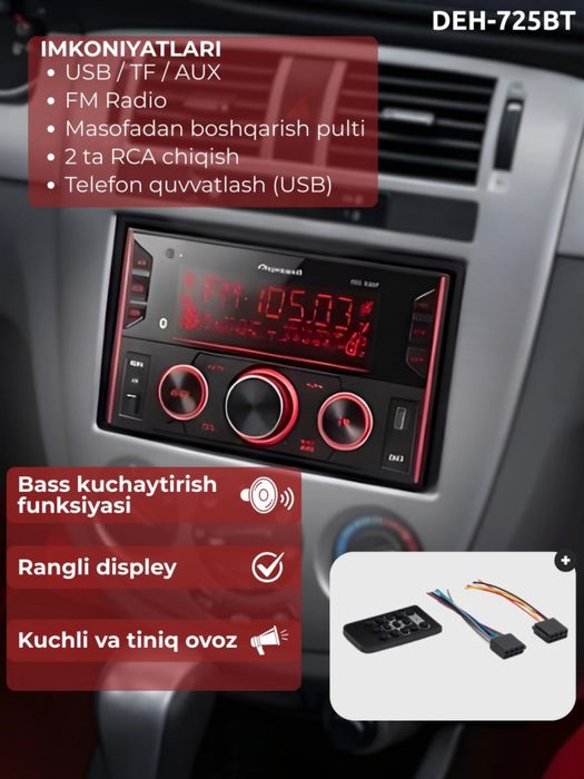 Pioneer 725 2 DIN magnitafon Cobalt Gentra Nexia Lacetti