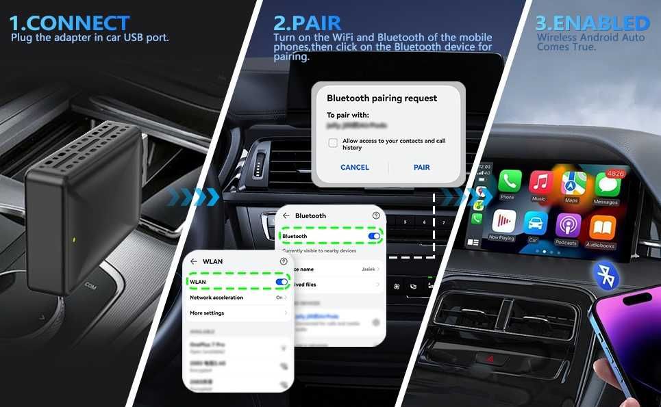 безжжичен android auto и apple carplay usb adapter, 431
