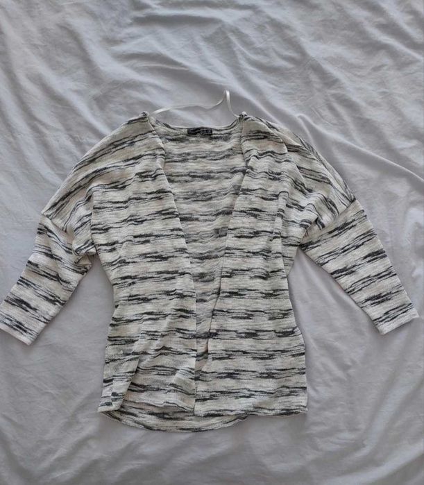 Cardigan alb-negru-gri Atmosphere