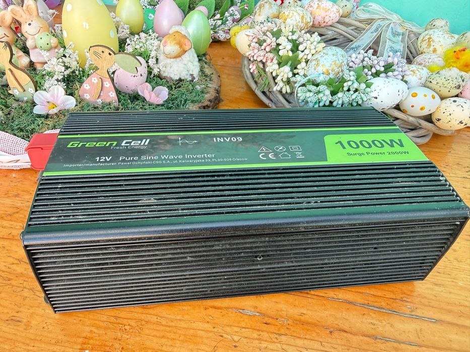 Invertor Green cell, 1000w unda sinusoidală pură , surge power 2000w, 12 v.