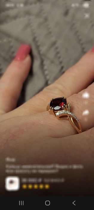 Золотое кольцо с Гранатам и Бриллиантами