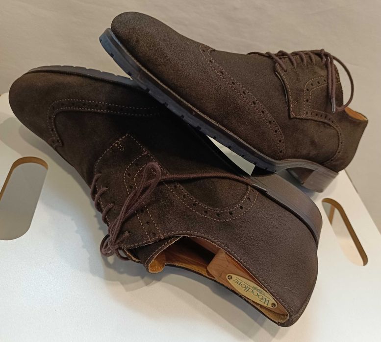 Pantofi derby 42 brogue suede Lavoratione Artigianale piele naturala
