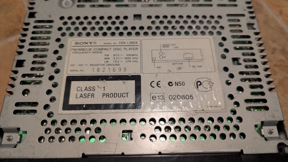 Cd player auto Sony CDX-L380X